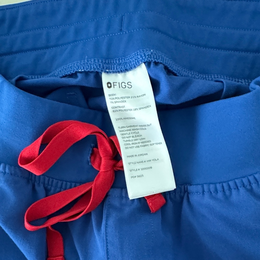 Figs Women’s Winning Blue Straight-Leg Scrub Pants with Red Drawstring - Picture 5 of 6